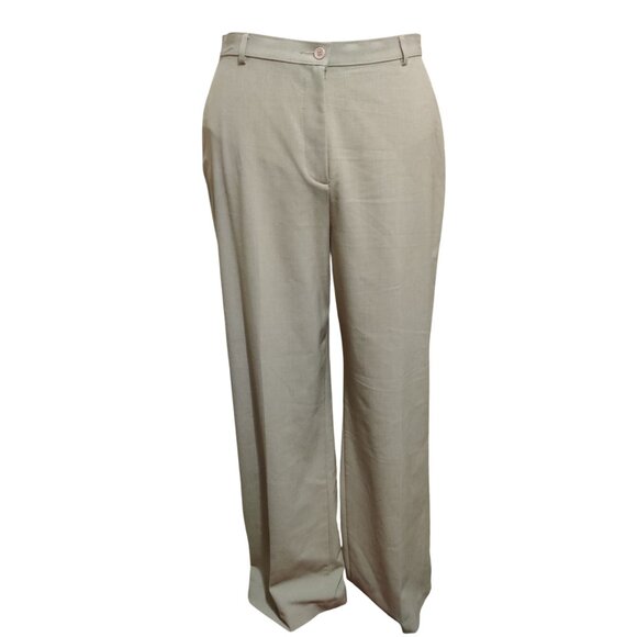 East 5th 14 Secretly Slender Beige Straight Leg Trousers Neutral Workwear Pants - Picture 1 of 7